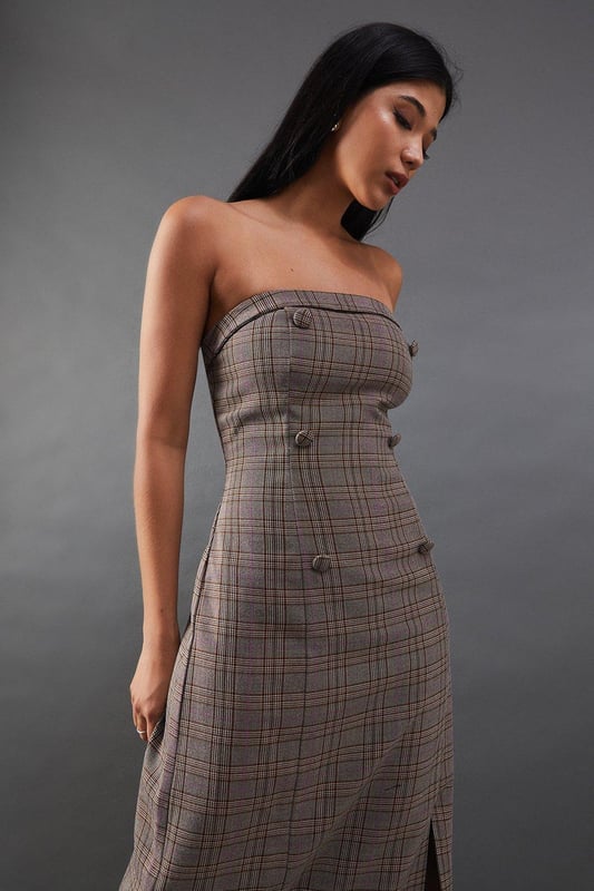 Premium white embroidered pearl trim bandeau midi dress store