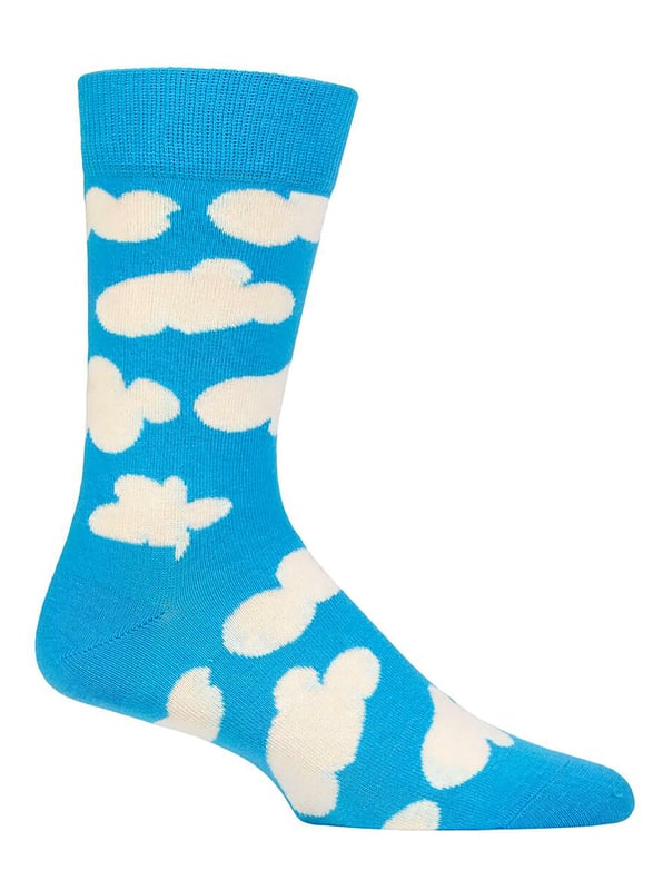 Happy Socks - Men’s & Ladies Novelty Cloud SocksDo some cloud watching without going out. The sky's the limit. These Novelty Socks with Cloud patterns by Happy Socks are a great pair for anyone who wants to jazz up their feet!These novelty socks have a soft cloud pattern that will keep you looking cool and feeling comfy all day long. Made with 86% combed cotton guaranteeing maximum comfort and softness. These Cloud socks would make a perfect last minute gift for anyone.They're also reinforced at the heel and toe for extra durability, so they'll last even longer than you would expect from such a fun pair of socks. The blue and white cloud pattern is sure to brighten up any day!Happy Socks are a popular brand providing a high-quality sock that combines unique designs and craftsmanship. Mikael Söderlindh and Viktor Tell had a vision to spread happiness by turning an everyday essential into a colourful design piece.Today, Happy Socks has reached 90 countries and every continent. With Concept Stores all around the world, from LA to Tokyo, Happy Socks can be found in over 10,000 top fashion apparel boutiques.These socks are made from 86% Cotton, 12% Polyamide, 2% Elastane and come in 2 sizes: Men’s 6-11 UK & Ladies 4-7 UK. They come in Blue & White and they are Machine Washable.Extra Product DetailsHappy Socks Adult Novelty SocksSoft Combed Cotton1 Pair Per PackReinforced Heel & ToeBlue & White Cloud PatternsA Perfect Gift IdeaSoft & ComfortableHappy Socks Branded2 Size OptionsMachine Washable
