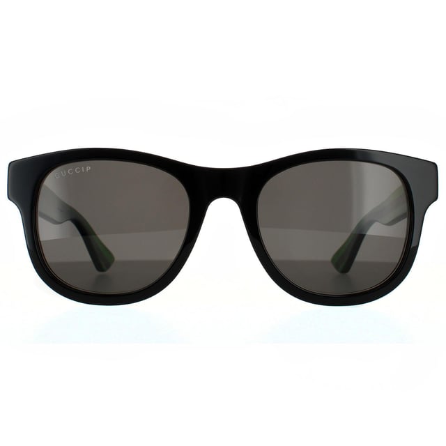 Gucci Rectangle Mens Black Green Grey Grey Sunglasses Gucci are a simple classy style with some versions featuring the Gucci striped colours down the arms of these classic D-frame sunglasses..