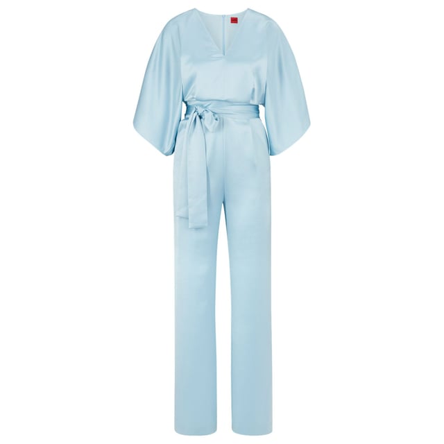 Women's HUGO Kalaisa Jumpsuit.- V-neckline.- Half length sleeves.- Back zipper.- Tie belt at waist.- Wide leg.- Regular fit.- 70% Polyester (Recycled), 30% Polyester. Dry clean. Ref: 50490399451.