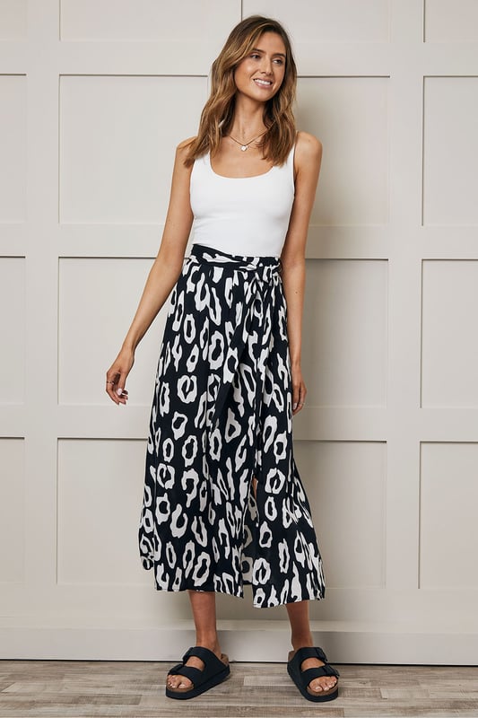 Black Sherbet Petite Midi Skirt With Belt