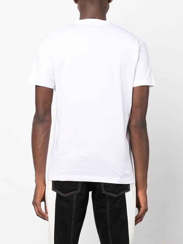 logo-print cotton T-shirt from DSQUARED2 featuring white, cotton, jersey knit, logo print at the chest, crew neck, short sleeves and straight hem.