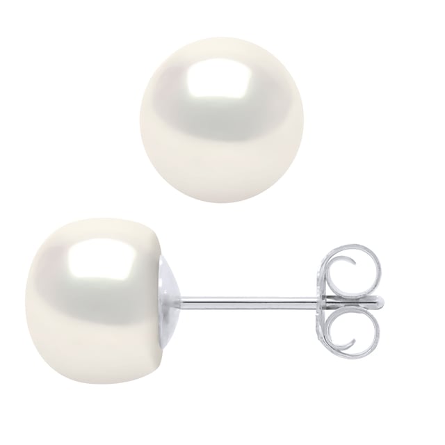 Oorbellen - 925 duizendste - zoetwater gekweekte parels knop 7-8 mm - NATURAL WHITE - kinderwagens systeem - Wordt geleverd in een koffer met een certificaat van echtheid en een internationale garantie - Al onze juwelen zijn gemaakt in Frankrijk.