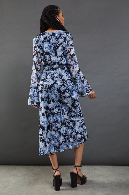 Flute sleeve midi dress clearance