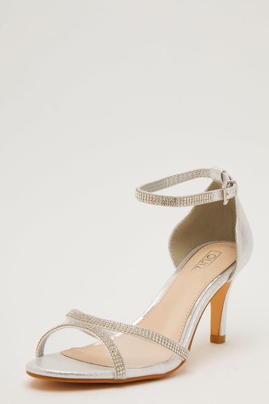Quiz silver shimmer sandals clearance