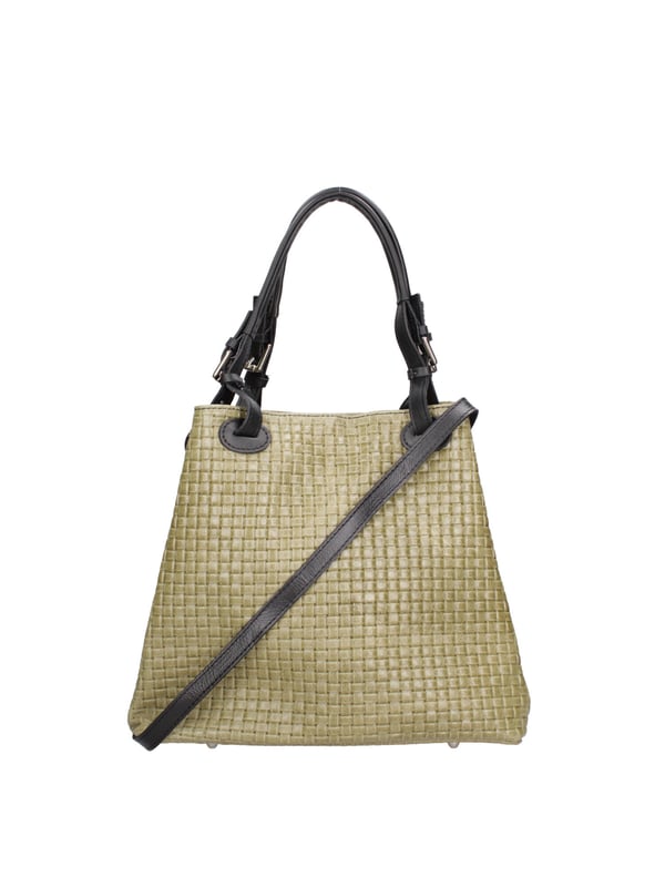 Dames shopper met magnetische knoopsluiting. twee binnenzakken met ritssluiting en één open binnenzak. afwezige externe zakken. verstelbare en afneembare lederen schouderband. Leren handvat. één binnenvak.  extern materiaal. gevoerd met 70% katoen - 30% polyester binnenkant. Afmetingen: 32x29x17 cm. Gemaakt in Italië