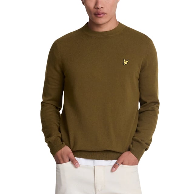 Lyle \u0026 Scott Grön Jumper, 100% Bomull, Liten märkesbricka på vänster bröst, Tillverkad i Bangladesh, Grön Jumper Rund hals