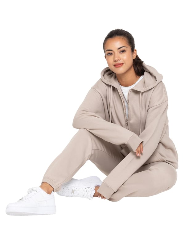 Enzo Womens Oversized Hoodie Tracksuit Set. Pullover Sweatshirt With Hood And Sweatpants Joggers Set. Oversized Hoodie And Regular Fit Joggers With Cuffed Design And Brushed Back Inner Fleece. Oversized Relaxed Fit For Casual Wear. Essential Loungewear Tracksuit.