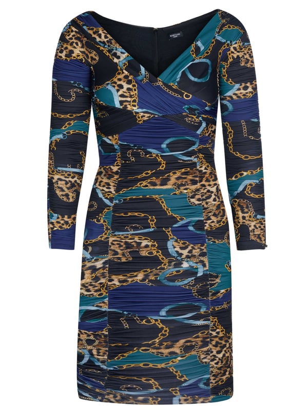 95% poliéster, 5% elastano; Vestido Marciano de Guess; Modelo: 0BG7686015A P75F; Mano de obra de alta calidad; Escote profundo, mangas largas; longitud de la rodilla; Cremallera cubierta por costuras en la espalda; Detalles del logotipo de Marciano by Guess