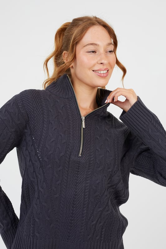 Introducing this half zip cable knit jumper from Brave Soul, the perfect addition to your wardrobe. This comfy yet stylish design features all over cable knit and a high neck with half zip fastening. Throw on over any casual outfit for an effortless daytime look. Model wears UK size S.