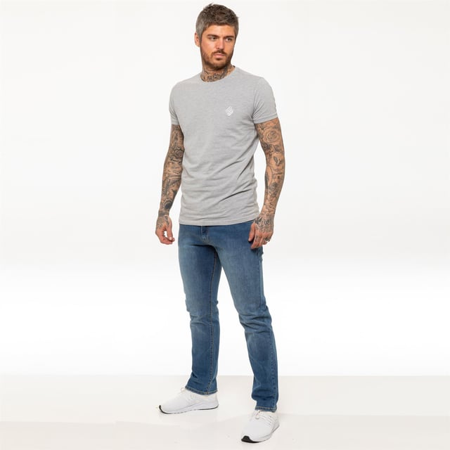 Kruze Mens Straight Leg Regular Fit Stretch Jeans With Two Front, Two Back and Single Coin Pocket. Comfortable Stretch Jeans Ideal for Casual and Work Wear.