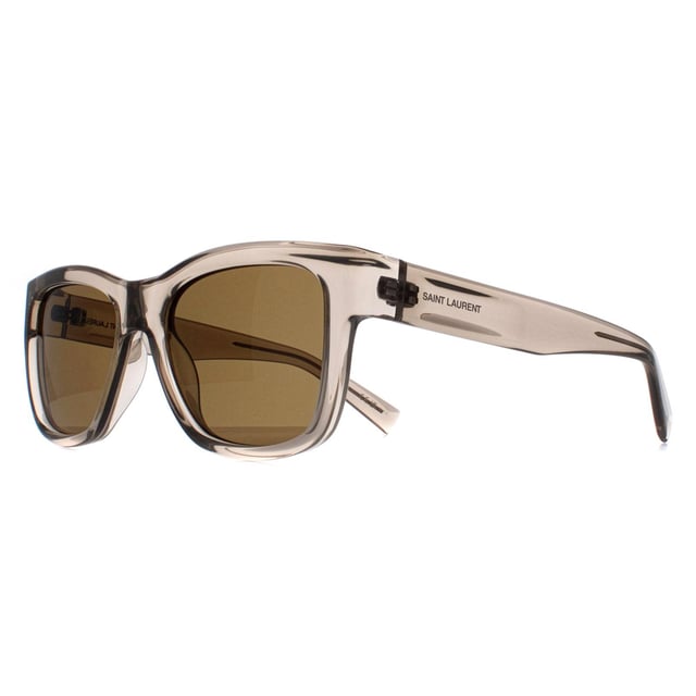 Saint Laurent Square Womens Transparent Beige Brown SL674  Sunglasses are a stylish acetate frame meticulously crafted in Italy. The square frames boast an understated yet unmistakable Saint Laurent style. Not only do these sunglasses make a bold fashion statement, but they also prioritize functionality by providing superb UV protection, ensuring both style and eye care in equal measure.