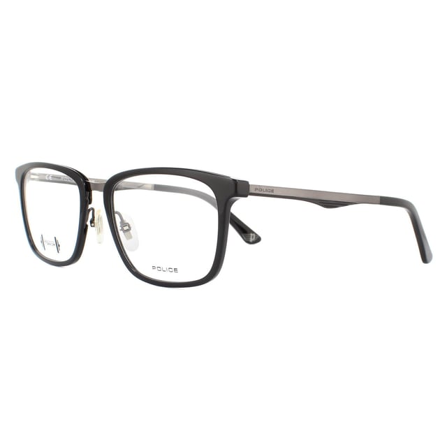 Police Glasses Frames Blackbird Ti 2 VPL684 0700 Shiny Black Men