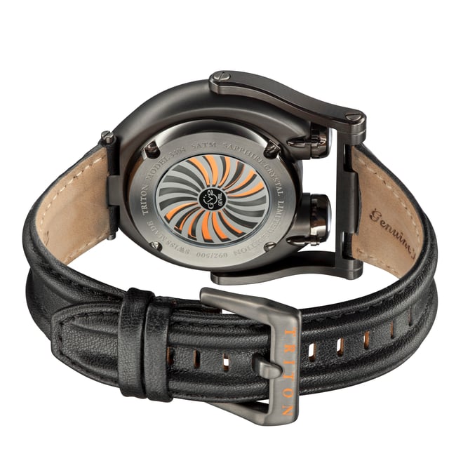 GV2 Triton Silver Dial Calfskin Black Leather Swiss Automatic Watch