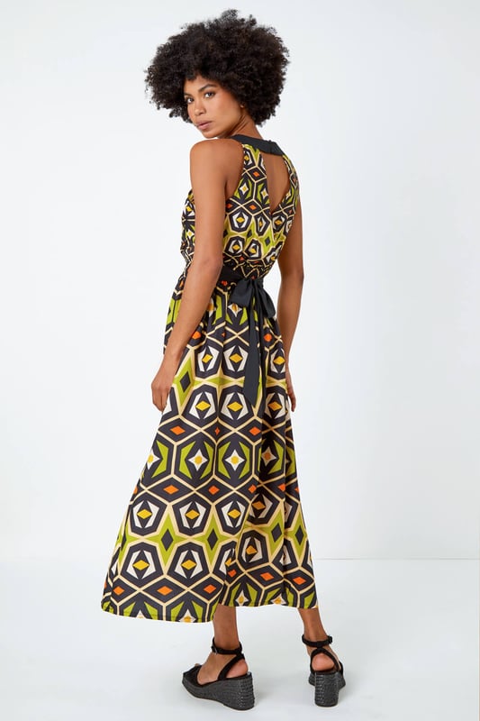 Geometric Print High Low Wrap Maxi Dress main image 1