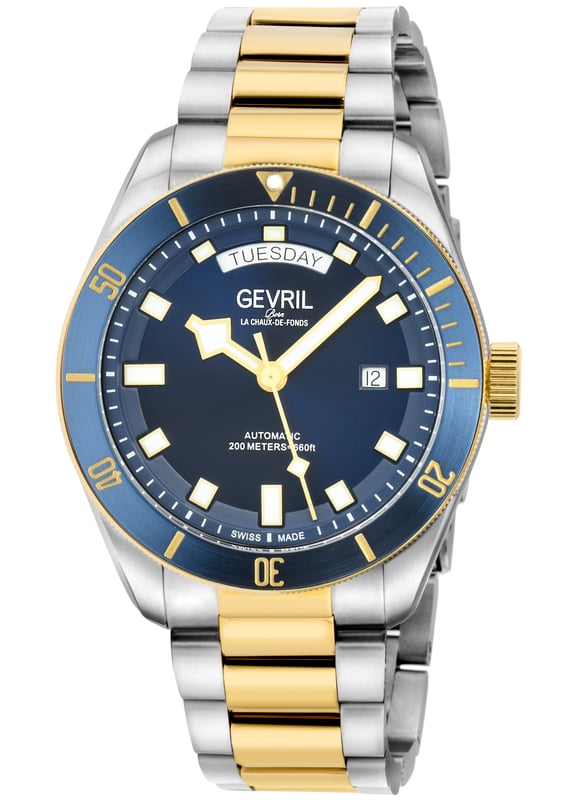 Gevril Men's Yorkville 316L SS Case, Black Ring, Black Sunray Dial