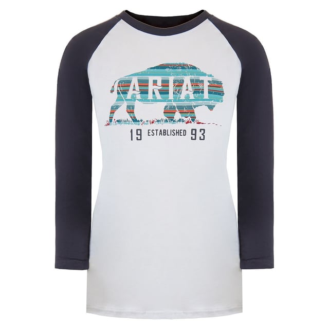 Ariat REAL Graphic Logo Crew Neck White Mens Plain Long Sleeved Top 10034877
