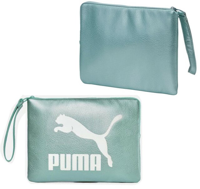 Puma Womens Prime Metallic Pouch Zip Up Clutch Bag Aqua Blue 075165 02 A90A