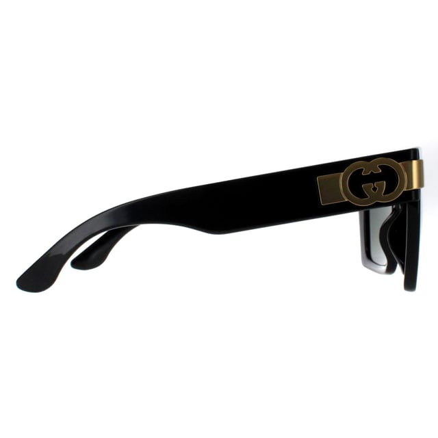 Gucci Square Womens Black with Gold Grey GG1689S  Sunglasses embody the brandâ€™s flair for blending bold, contemporary style with classic luxury. Featuring a modern, square frame, these sunglasses exude confidence and sophistication, making them a standout accessory for any fashion-conscious individual. The GG1689S showcases the signature interlocking double-G logo on the temples, a symbol of Gucciâ€™s legacy and meticulous craftsmanship. Designed with high-quality lenses that provide superior UV protection, these sunglasses offer not just style but practicality.