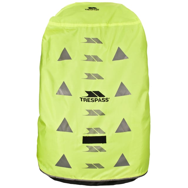 90% polyester, 10% PVC. Reflekterande ryggsäcksöverdrag. Kan packas ihop till en liten väska. Dragsko med bungee. Passar väskor på 25-35 liter. Vattenavvisande tyg.