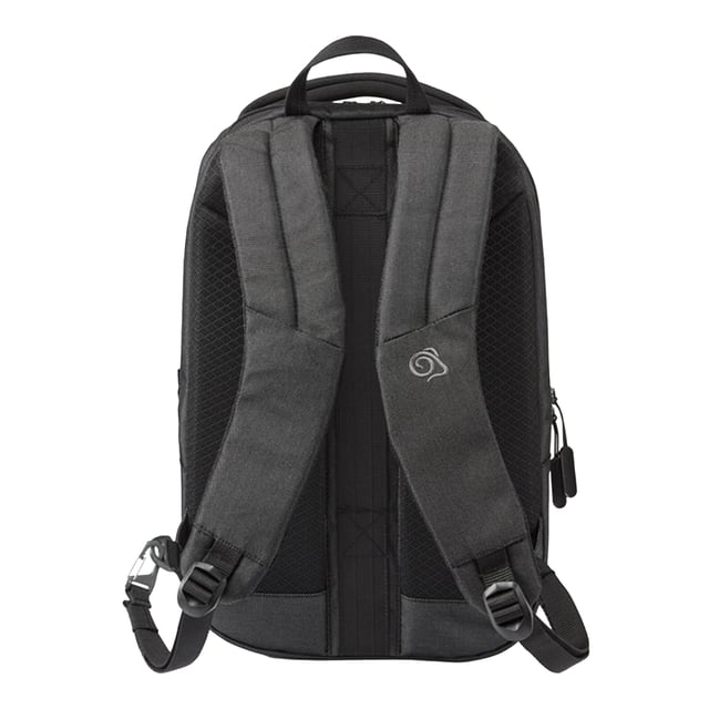 Material: Polyamide, Polyester, PU Coating. Denier: 900D. Fabric Technology: DWR Finish, EcoShield, Water Repellent. Design: Logo. Fastening: Clip, Zip. Adjustable Shoulder Strap, Anti-Tamper Zip, Anti-Theft, Cafe Strap, Carry Handle, Headphone Ports and Cable Tidy Tab, Padded, Reflective Detail, Webbing Shoulder Strap, Wheeled Luggage Handle Strap. Compartments: 1 Main Compartment, Zipped Compartment. Pockets: Mesh Pocket, 1 Front Pocket, Zip, 1 RFID Blocking Pocket. Sustainability: Made from Recycled Materials. Capacity: 18L. Suitable for: 13in Laptop. Cut Resistant. 50 x 27 x 19 cm