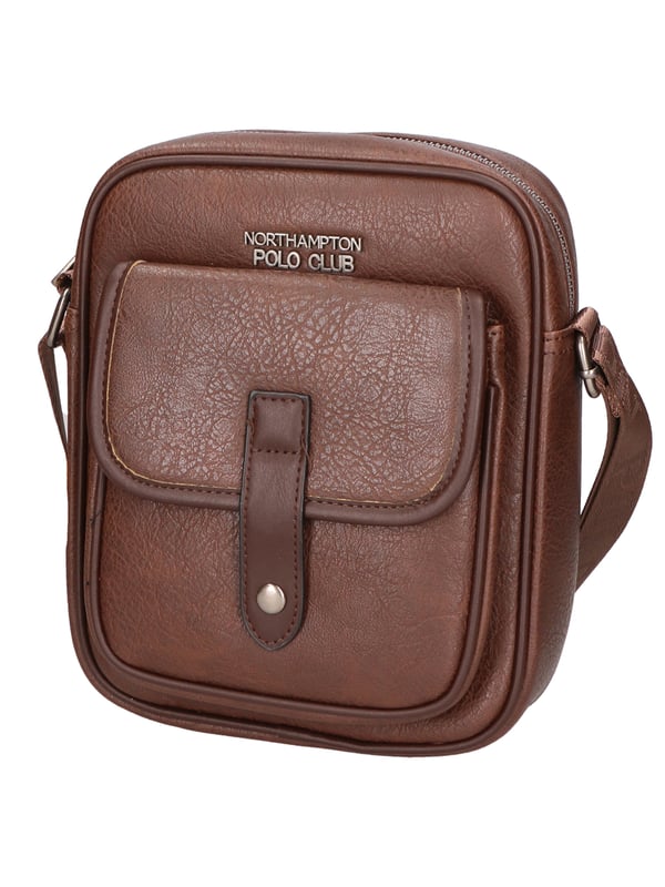 Northampton polo club Einzelfächer PU Leder -Messenger -Umhängetasche. Veganer Produkt.