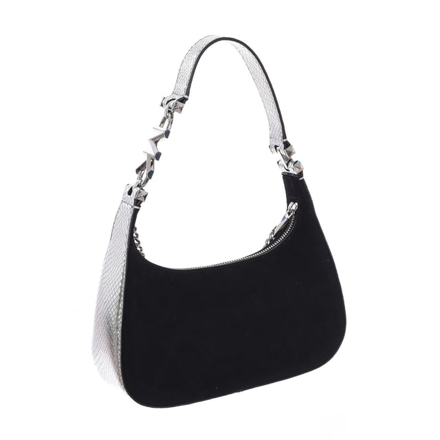 Michael Kors baguette bag.
 Zipper closure.
 Back interior: 3 card slots.
 Front interior: One open pocket.
 Wide handle with metal MK detail.
 Interior lining with brand print.
 Consecutive brand logo.
 Seams seen in tone.
 Measures: 25x19x6.5cm
 Composition: 100% Cowhide leather
 Care:
Clean with a wet cloth.