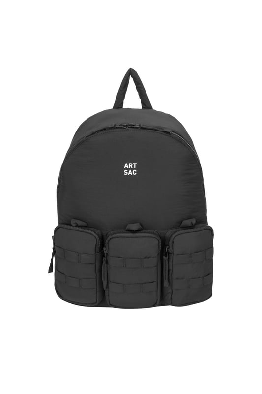Our largest backpack made in our padded nylon fabric. This lightweight backpack has plenty of internal space as well as a unique triple-pocket design and internal laptop sleeve (fits 15 inch laptop / Apple MacBook Pro 16 inch) for you to organise all your essentials. It's stylish design is discreet and adaptable enough to style with any outfit. The perfect bag for your every day commute or casual day-trip. Features: , Padded lightweight nylon, Water resistant, 15 inch padded laptop sleeve - Fits Apple MacBook Pro 16 inch, Zip top opening to main compartment, ARTSAC screen printed logo, Triple front zip pocket with loops, Internal zip pocket for smaller valuables, 2 Internal mobile phone slip pockets - fits normal and plus size smart phones, 3 Internal pen slip pockets, Ergonomic contoured back panel, Adjustable padded backpack straps, Top grab handle, Large model Style Ref: 52011 BLACK