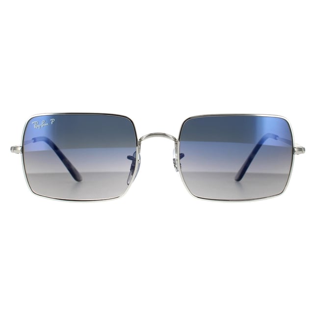 Ray Ban Rectangle Unisex Silver Blue Gradient Grey Polarized