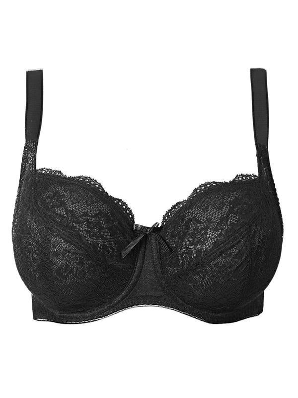Freya Fancies, a charming and stylish mix-and-match range which features intricate sheer stretch lace for a romantically chic look.  The beautiful balcony bra features a 3-section cup to provide natural uplift of the bust and centering for a smooth, flattering fit.  The sheer non-padded cups are made from delicate stretch lace which also adds scallop detailing to the top cup for a charming touch.  Complete with adjustable straps and a 2-hook 3-row hook and eye closure. Finished with a cute satin bow in the centre.