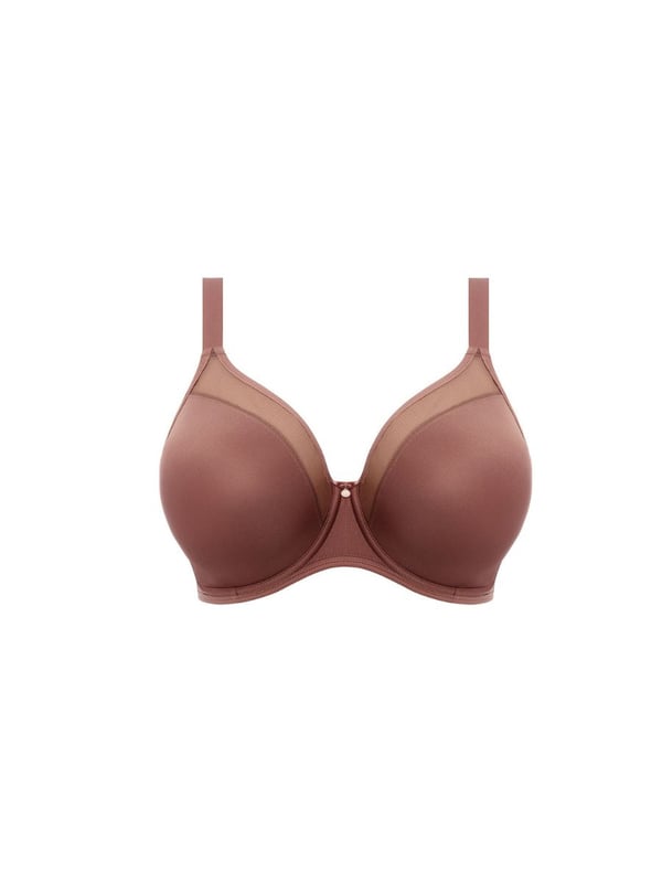 Elomi Smooth Underwired T-Shirt Bra in Sahara. Moulded with non-stretch tulle and narrow set back straps. Product is made of 40% Nylon/Polyamide, 24% Elastane, 36% Polyester and is hand-wash only.