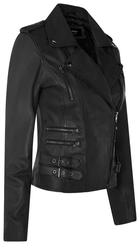 Introducing our best-selling double-breasted biker jacket, a true epitome of style and functionality. Crafted with precision, this jacket is designed to enhance your wardrobe with its sleek features and silhouette, ensuring you stand out effortlessly. Here's why it's a must-have:  
Distinctly Stylish: The jacket's sleek design creates a distinct and fashionable appearance that's perfect for any occasion.
 
Ample Storage: Featuring multiple zip pockets on the front, this jacket not only adds character but also provides extra storage for your essentials.
 
Flamboyant Details: The wide notched lapel and shoulder epaulettes add a touch of flamboyance, fastened down securely with press studs for a polished look.
 
Tailored Fit: Buckle tabs at the hips allow for a comfortable, tapered fit, accentuating your silhouette, complemented by the jacket's slim design. Color Variety: Available in a wide array of colors, you can choose the one that matches your personal style.  Crafted from 100% premium ultra-soft nappa leather and lined with a premium polyester blend, this jacket offers both luxury and comfort. With an off-centered YKK zip fastening, this jacket is as functional as it is stylish, making it a versatile addition to your wardrobe