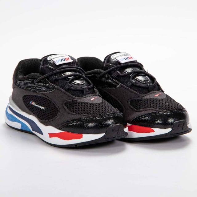 Basket Puma BMW mms rs fast inf Jungen Schwarz Synthetik. Authentischer Stadtenschuh der Marke Puma - Streetwear/Sportswear-Design von Puma - Puma für modebewusste Jungen, perfekt für den Alltag - Schwarze Puma-Sneaker lassen sich hervorragend mit dem Rest Ihrer Garderobe kombinieren - Bequeme Synthetikmaterialien - Klassische elastische Schnürsenkel - BMW mms rs fast inf - Textil
