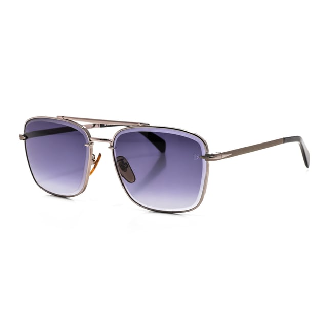 7093GS sunglasses with metal frame.

 Shape and design:
 - These David Beckham glasses have a square silhouette.

 Frame material:
 - The frame of these glasses is made of metal.
 - The use of metal provides durability and lightness to the frame.
 - This makes the glasses durable and comfortable to wear.

 Metal temples:
 - The temples are also made of metal, matching the frame material.
 - The metal on the temples adds solidity and stability to the structure of the glasses.

 Brand details:
 - David Beckham brand engraving on the lens.
 - These design elements help to clearly identify the model as part of the David Beckham eyewear collection.

 Glasses:
 - The lenses are of high quality.
 - These lenses provide excellent UV protection and sharp, clear vision.
 Measures: Lens height: 49 mm. Lens width: 60 mm. Bridge: 17 mm. Temples: 145 mm.
 Composition: Metal
 Care:
Use a soft, clean microfiber cloth to clean your sunglasses. This type of cloth will not scratch the lenses.
 Avoid using abrasive cleaning products, detergents, alcohol or acetone, as they can damage lenses and anti-reflective treatments.