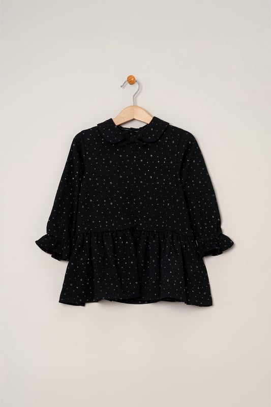 Elevate her party season wardrobe with this 3-Piece Set from Miss. This trendy set includes a faux fur jacket with collar, printed tiered dress, and matching tights. This fashionable outfit set will make dressing easy all season long!