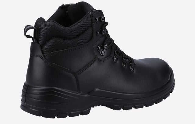 Lightweight and classic safety boot with water-resistant leather upper, padded collar, steel toe, steel midsole and dual density PU outsole.
- New and Improved Classic Safety Boot- Upper is made with Water Resistant Leather- Padded Breathable Mesh Collar and Tongue- Sturdy Metal D-Ring and Hooks for Lacing- Comfortable and Removable EVA Footbed- Dynamic and Raised Injected PU Midsole Clasps- Raised Heel for Enhanced Comfort and Stability- Excellent Energy Absorption- Cleated Outsole Provides Ultimate Performance and Grip in Varied Conditions- Ladder Grip Lines for Working at Heights- Non-Marking Outsole