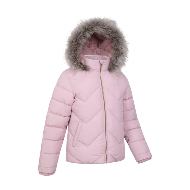 Material: Elastane, Elastodiene, Modacrylic, Polyester, Synthetic. Lining: Fleece. Fabric: Microfibre. Design: Logo, Plain. Fabric Technology: DWR Finish, Insulating, Isotherm, PFC Free, Water Resistant. Cuff: Elasticated. Neckline: Hooded. Sleeve-Type: Long-Sleeved. Hood Features: Faux Fur Trim. Length: Short. Pockets: 2 Side Pockets. Fastening: Full Zip. 5-6 Years: 24 in. 7-8 Years: 26 in. 9-10 Years: 28.5 in. 11-12 Years: 31 in. 13 Years: 33 in.