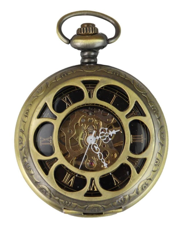 Automatische Taschenuhr, mechanisch, Peaky Blinders Vintage Double Hunter, automatische Vintage-Retro-Klassiker-Taschenuhr, mechanisch betrieben (KEINE BATTERIEN ERFORDERLICH!) Wird komplett mit Samtbeutel geliefert