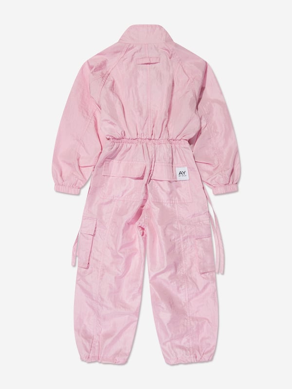 Dream big and feel fab with this girls pink woven jumpsuit from AY by Ayla. The stylish and dramatic piece is a lightweight overall designed to look good with every move. Dance, jump and twirl with effect thanks to an on-trend aesthetic straight out of a music video. Wear over light layers for a cool and chic look. Front Zip Fastening Elasticated Cuffs Elasticated Waistband Elasticated Toggle Ankle Cuffs 2 Side Zip Pockets 2 Chest Pockets 2 Cargo Pockets 2 Back Pockets