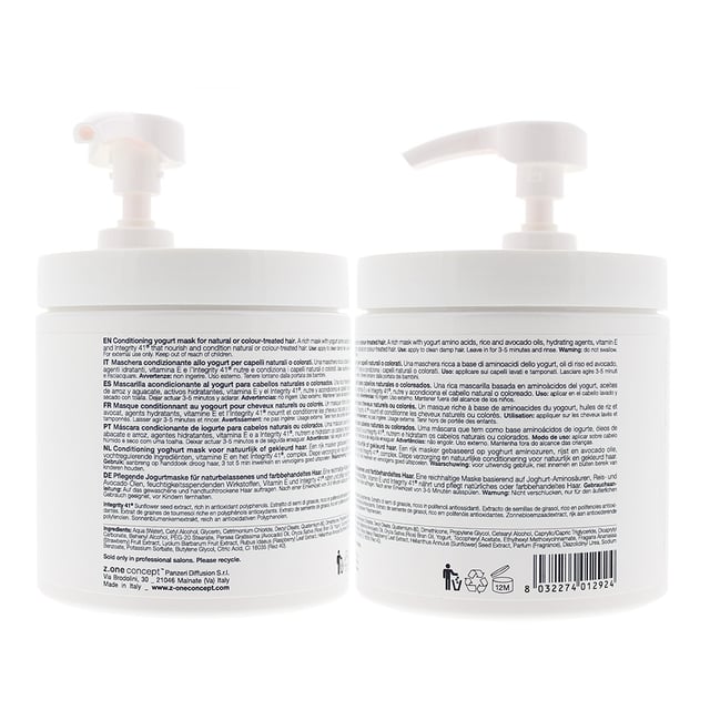 A rich conditioning treatment to nourish and condition normal coloured or dry hair. Yogurt amino acids give strength and body. Avocado and rice oils honey extracts and vitamin E condition the hair. Integrity 41 helps to maintain hair colour. Hair is left soft and radiant.