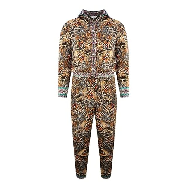 Inoa Golden Eagle 120214 Brown Jump Suit. Walk in style with the Inoa Multicoloured Playsuit. This luxurious playsuit is designed to give your outfit a modern look. Crafted with a gold design, this playsuit provide premium comfort for all-day wear. With its chic design, make a lasting impression every day. Make a statement.. 100% Silk, Multicoloured Design. Adjustable Straps, Tie For Tightening the Waist. This Playsuit is suitable for sizes UK 8- UK 14. Product Style: Golden eagle 120214
