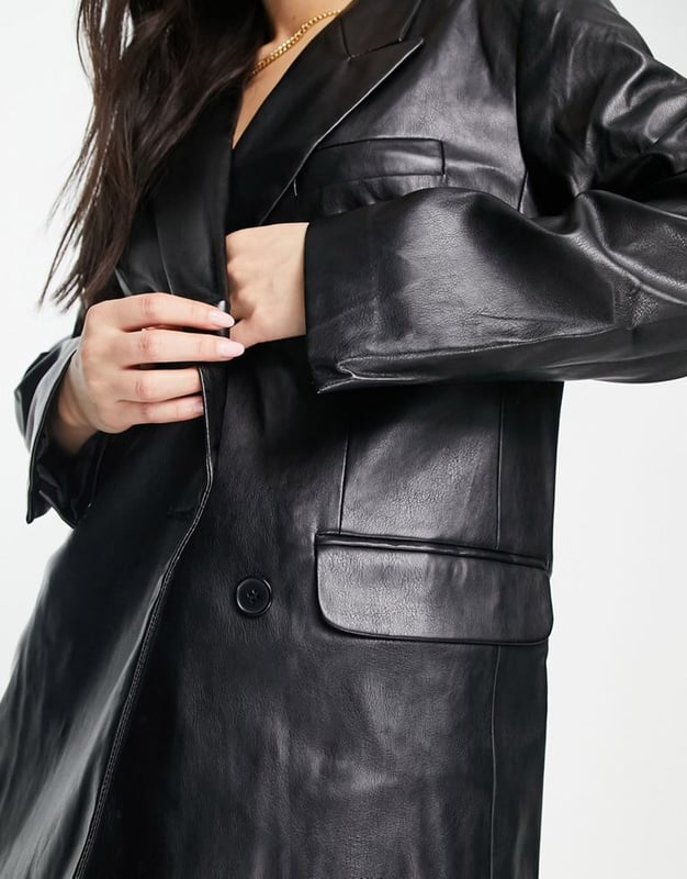 Asyou faux leather biker jacket in black Clearance