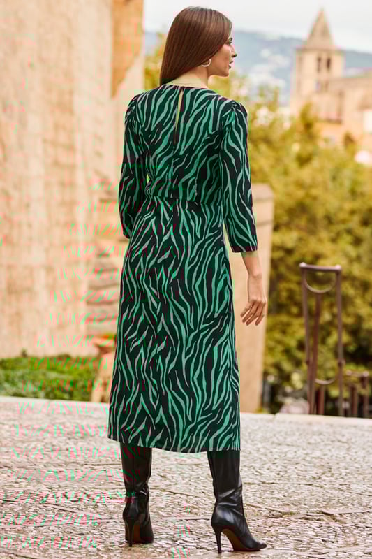 Green and black zebra print dress sale