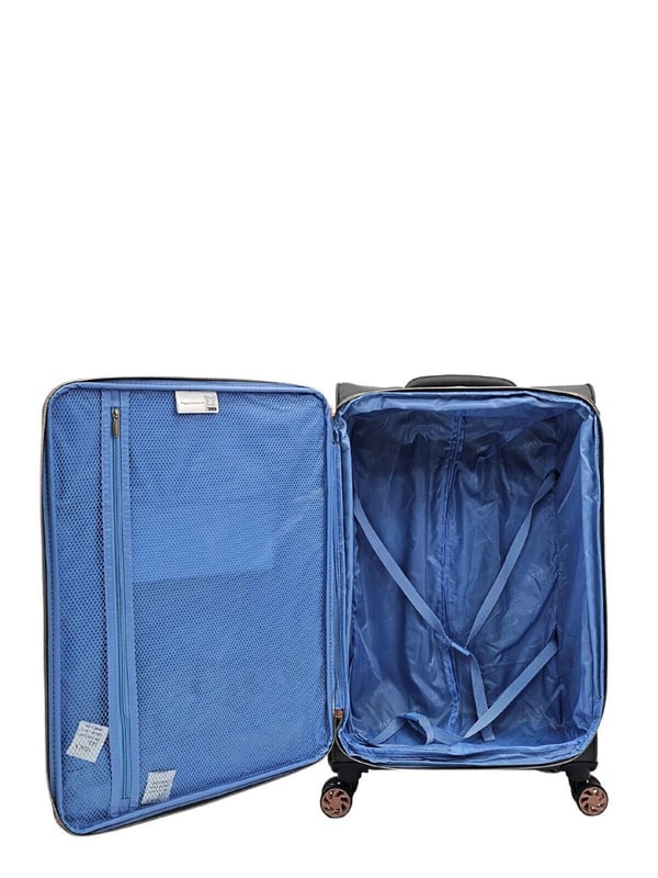 Skyper-Kofferkollektion: Wo Stil auf müheloses Reisen trifft! Wir stellen Ihnen die Skyper Suitcase-Kollektion vor, eine nahtlose Verbindung von Mode und Funktionalität, die Ihr Reiseerlebnis bereichern soll. Diese atemberaubende Kollektion ist in vier Größen und einer Reihe schicker Farben erhältlich, darunter Schwarz, Lila, Blaugrün und Grau, um den unterschiedlichen Geschmäckern jedes Reisenden gerecht zu werden. Hauptmerkmale: • Kontrastierender Reißverschluss in Roségold: Beim Skyper-Koffer wird auf Details geachtet. Der kontrastierende Reißverschluss in Roségold verleiht nicht nur ein Element von Eleganz und Raffinesse, sondern sorgt auch dafür, dass Ihre Sachen stilvoll gesichert sind. • Spinner-Räder: Verabschieden Sie sich von den Strapazen beim Umgang mit schwerem Gepäck. Jeder Skyper-Koffer verfügt über leichtgängige Spinnerräder, die eine mühelose Navigation durch Flughäfen, Straßen und Hotellobbys ermöglichen. Die 360-Grad-Spinnerräder sorgen für außergewöhnliche Manövrierfähigkeit und ein nahtloses Reiseerlebnis. • Vordertasche: Mit der praktischen Vordertasche bleiben Sie unterwegs organisiert. Diese zugängliche Tasche ist ideal für die Aufbewahrung von Reiseutensilien wie Pässen, Bordkarten und kleinen Elektronikgeräten und stellt sicher, dass Ihre wichtigen Gegenstände immer griffbereit sind. • Leichtes Material: Reisen Sie bequem mit der leichten Konstruktion des Skyper-Koffers. Dieser Koffer ist aus langlebigen Materialien gefertigt, die das Gewicht auf ein Minimum reduzieren. So können Sie mehr einpacken, ohne die Gepäckgrenzen zu überschreiten. Perfekt für Vielflieger und Abenteuerlustige. Ganz gleich, ob Sie einen Wochenendausflug oder eine Fernreise planen, die Skyper-Kofferkollektion sorgt dafür, dass Sie stilvoll und bequem reisen. Verschönern Sie Ihre Reise mit diesem atemberaubenden Koffer, der modisches Design mit praktischen Funktionen nahtlos verbindet, und das alles zu einem erschwinglichen Preis. Rüsten Sie auf den Skyper-Koffer auf und definieren Sie Ihr Reiseerlebnis neu – intelligent, stilvoll und problemlos! Komplettset 3 Größen | Cabin+ Medium+ Large, • 20-Zoll-Kabinenkoffer – Größe 56 x 36 x 22 cm, Gewicht: 2,4 kg, Fassungsvermögen: 46 Liter • 25-Zoll-Mittelkoffer – Größe 72 x 44 x 26 cm, Gewicht: 2,9 kg, Fassungsvermögen: 90 Liter • 29 Zoll groß Koffer – Größe 81,5 x 49 x 30 cm, Gewicht: 3,4 kg, Fassungsvermögen: 128 Liter. Hinweis: Dieses Produkt wird in mehreren Größen geliefert, Sie erhalten alle auf den Bildern gezeigten Größen