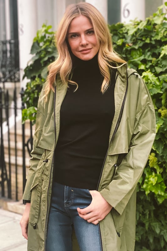 REASONS TO BUY: 

For those unpredictable weather days
Classic parka style, statement hi-shine finish
Hood &amp; storm flap to take on the rain
Drawstring waist to create shape
Contrast zip and patch pockets – it’s all about the details
The finishing touch for jeans, a jumper and boots