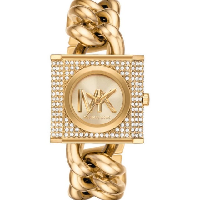 Brand: Michael KorsModel number: MK4711Gender: WomenCase color: GoldStrap colour: GoldDial color: GoldCase material: Stainless steelMaterial strap: Stainless steelTimepiece: QuartzCase form: RectangularDiameter case: 25mmCase height: 10mmWidth strap:16mmLength strap: 175 (mm)Water resistant: 5 ATMEAN: 4064092215120