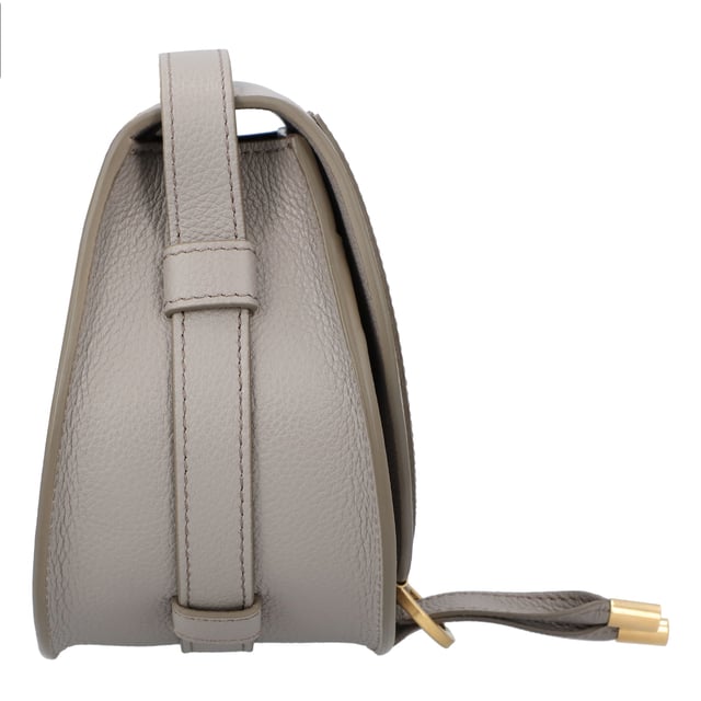 Small saddle bag in grained calfskin
 Main material: Calfskin
 Main lining: Linen
 Flap lining: Calfskin
 Carry: long shoulder or cross-body
 

 - 1 roomy compartment
 - 1 front slip pocket
 - Internal flat card pocket
 - Adjustable leather strap thanks to square buckle
 - Antique gold finishing
 Comes with a dust bag
 

 - Width: 7.1" (18 cm)
 - Height: 6.7" (17 cm)
 - Depth: 3.9" (10 cm)
 - Min. strap drop: 19.7" (50 cm)
 - Max. strap drop: 23.6" (60 cm)