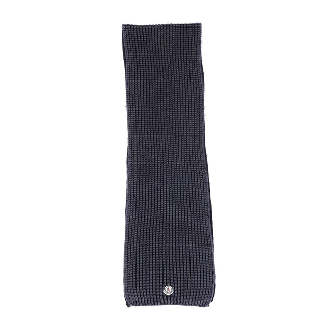 Moncler Knitted Scarf in Navy Blue Wool