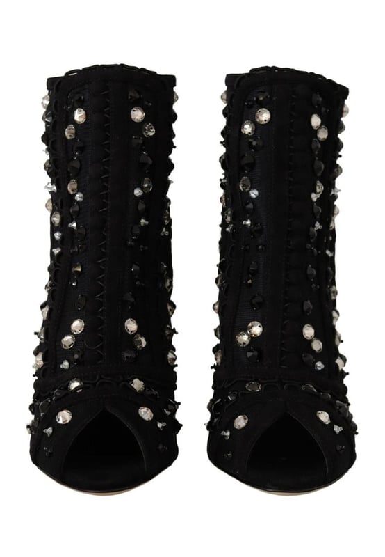 Dolce & Gabbana Women's Black Crystals Heels Zipper Short Boots Shoes Brand: Dolce & Gabbana
Model: Short boots
Colour: Black
Material: 79% Nylon 15% Leather 5% Viscose 1% Polyester
Sole: Leather
Logo details
Quality and comfort
Made in Italy
Material: 79% Nylon 15% Leather 5% Viscose 1% Polyester