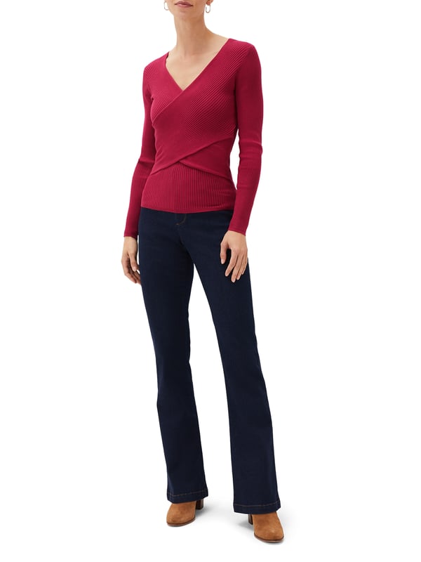 Wrap yourself in warmth with the raspberry-hued Lelyah Knit Top - a stylish, cozy must-have for chilly days.